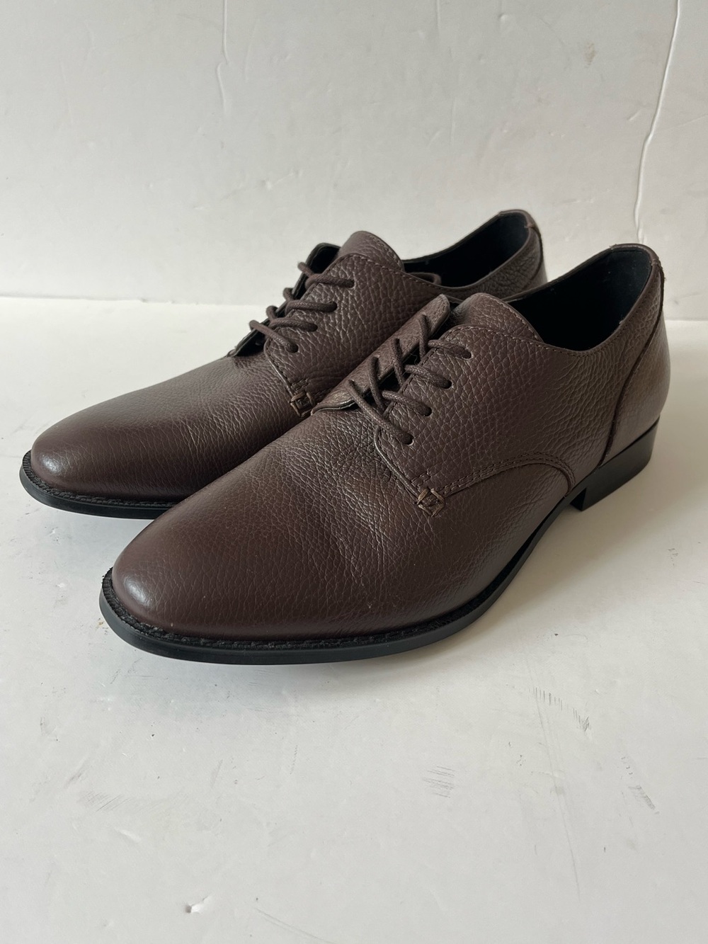 Coach Graham Derby Brown Pebbled Leather Lace Up Oxford Dress Shoes Size 7D